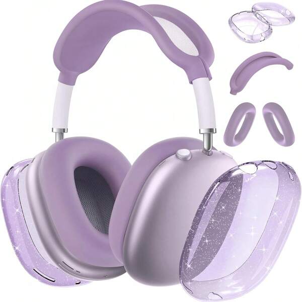 For AirPods Max Case Cover,Anti-Scratch Ear Pad Case Cover/Ear Cups Cover/Headband Cover For AirPods Max. Clear Soft TPU And Silicone,Skin Scratch Proof.