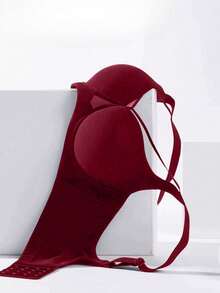 Invisible Push Up Bra For Large Breasts, Supportive Seamless Plunge Bra, Lightweight And Sexy - Red - View 4