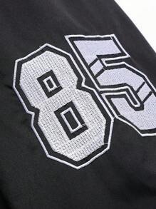 Men's Casual Letter Printed Long Sleeve Jacket, Spring & Fall Going Out Street Wear Racing Jacket Black Biker Jacket, Long Sleeve Going Out Designer Bomber Jacket, Streetwear Edition, For Friends, Husband, Boyfriend Gifts,