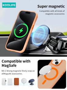 1pc Koolife Magnetic Wireless Charging Magsafe Protective Case With Independent Button, Colorful Contrast, Semi-Transparent Matte Magnetic Shockproof Full Coverage Phone Case, PC+TPU Material, Compatible With IPhone 17 ProMax/17/17 Pro/17 Air/11/12/12 Pro/12 Plus/13/13 Pro/13 ProMax/14/14 Pro/14 ProMax/15/15 Plus/15 Pro/15 ProMax/16/16 Plus/16 Pro/16 ProMax/16e