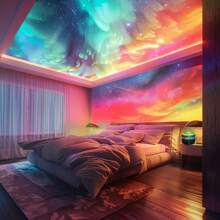 1pc Northern Lights Projector Light, 7 Color Modes And Remote Control, Multifunctional Polar Projector Night Light For Bedroom Ambiance, Holiday Decoration, Birthday Party