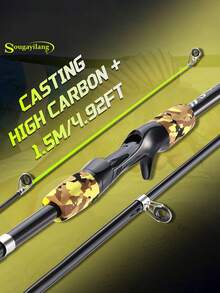 SOUGAYILANG Carbon Fiber Fishing Rod With Ceramic Guide Rings, Comfortable Handle & Portable Design - 1.5M/4.92FT Casting Rod For Freshwater - Multicolor - View 2