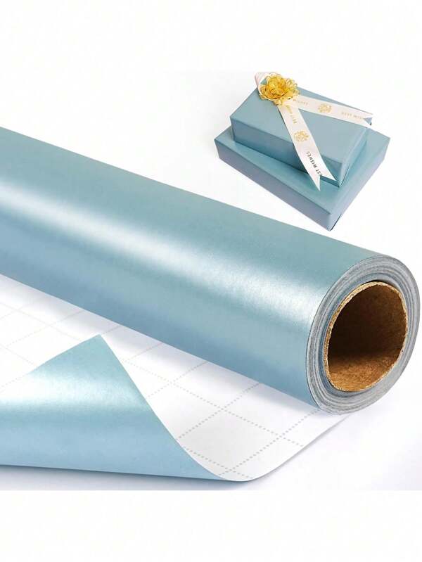 1 rouleau - Papier d'emballage métallique mat, papier d'emballage de mariage, papier de couleur unie pour Thanksgiving et Halloween, papier d'emballage de cadeaux, parfaitement adapté pour les mariages, la Saint-Valentin, les anniversaires, Noël, les bouquets DIY, papier d'emballage de cadeaux de Noël texturé métal, papier décoratif DIY Élément de Noël pour les accessoires, motifs unicolore, papier d'emballage mat, décoration d'Halloween et de Thanksgiving, automne, hiver (bleu clair)