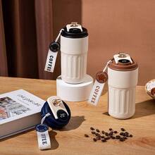1pc 15.2oz/450ml Coffee Insulation Cup With Rope Cup 450ML Stainless Steel Accompanying Cup Portable Smart Coffee Cup Back To School