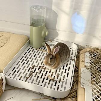 1PC Grid Design Cavia Kattenbak, Konijnentrainingsbak met Toiletbak, Ideaal Voor Ratten, Fretten, Konijnen, Kleine en Middelgrote Dieren