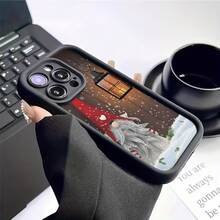 Funda de teléfono a prueba de golpes con diseño navideño de nieve y ambiente pacífico, elegante y duradera de TPU negro, compatible con iPhone 11/12/13/14/15/16 Pro Plus Pro Max - Negro - Ver 5