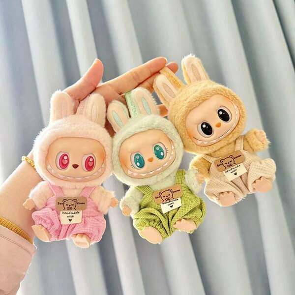 1pc Clip-On Doll Clothes Accessory Keychain, Cute Overalls Design