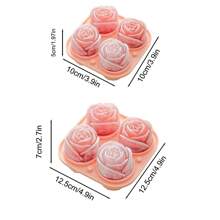 1 pezzo Di Esclusivo Stampo Per Cubetti Di Ghiaccio A Forma Di Rosa Con 4 Cavità, Stampo In Silicone Per Grandi Cubetti Di Ghiaccio Per Bevande Fatte In Casa, Adatto Per Famiglie E Coppie, Regalo