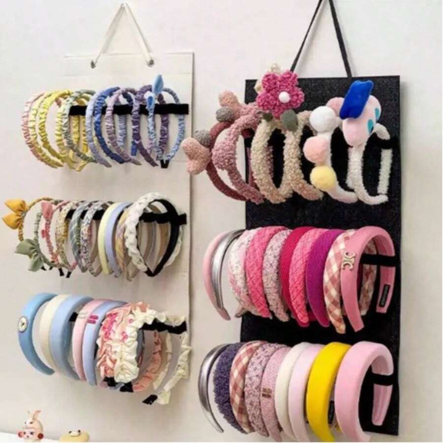 1 pieza Caja de almacenamiento de lazos para accesorios de cabello, con gran capacidad para almacenar cintas, lazos y accesorios de cabello, con cuerda resistente para colgar en la pared de la habitación