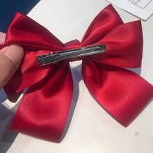 1pc Women Solid Color Silk Ribbon Fashion Bow Hair Clip, Elegant Lady Hair Accessory With Ribbon And Tassel Decor, Ponytail Clip Claw Clips Hair Claws Hair Barrettes
