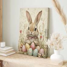 1 pieza Decorado con un lindo conejo marrón humorístico en una pradera pálida sobre lienzo, decoración perfecta para la sala de estar, dormitorio o regalo festivo - Pinturas de animales en salas de estar, dormitorios, comedores, pósteres modernos, artes de pared, pinturas en lienzo y marcos reutilizables opcionales