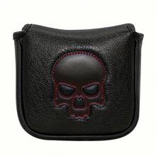 Skull Pattern High-Quality Waterproof And Wear-Resistant Club, PU Soft Plush Lining Club Cover With Magnetic Closure, Suitable For Most Mallet Putter. - Black - View 3