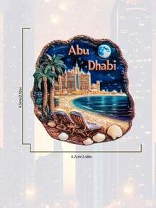 1pc UAE Abu Dhabi City Architecture Fridge Magnet, Dubai Burj Khalifa Tower Travel Souvenir Gift, High-End Home Decor Magnetic Sticker - Multicolor - View 15