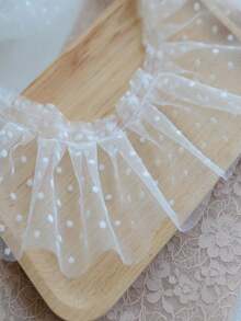 1yard 10cm White Double Layer Dot Lace Ruched Lace Trim Fabric For Clothing Decoration