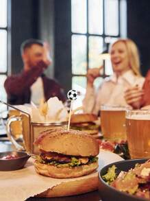 50 pièces Cure-dents de football, piques à cocktail en bambou pour les apéritifs, la garniture des desserts, des fruits, des charcuteries, des sandwichs et des hamburgers. Brochettes décoratives pour mariage, fête et fournitures scolaires.