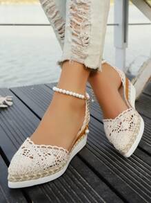 Damen Polyurethan Keilabsatz Lässig Chic Espadrilles mit spitzer Zehenpartie und Slip-On-Design