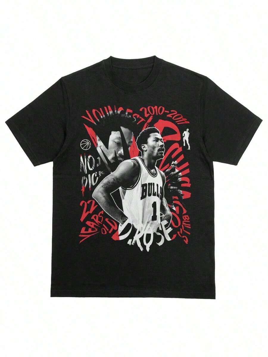 Póster de estilo hip-hop, camiseta de manga corta unisex de algodón puro de 220 gramos - Negro - Ver 1