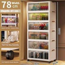5/4/3/2/1 Layer Clothes Storage Box, Home Closet Organizer Folding Plastic Container Cabinet With Door, Large Capacity For Women Storage Organizer Travel Essentials Back To School