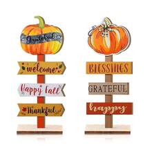 1/380 Sets Available, 2 Pcs/Set Welcome Autumn Thanksgiving Pumpkin Autumn Harvest Desktop Decoration Accessories Suitable For Autumn Farmhouse, Living Room, Bedroom Home Desktop Decoration
