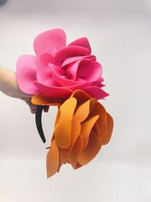 1pc Exaggerated Large Rose Flower Headpiece Fascinator Hat Women Wedding, Tea Party Hair Accessories, Kentucky Derby Bridal Hair Accessories, Luxury Headpieces Yellow Headband Halloween Rave Hair Accessories, Gifts