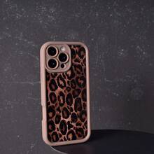 1pc Leopard Print Pattern Simple Fashion Ins Style Chocolate/Coffee/Matte Brown Color Phone Case With Stepped Design, Suitable For OPPO/VIVO//Honor//REALME/Transsion/ Waterproof Shockproof Anti-Fall Scratch Resistant - Brown Leopard Print - View 6