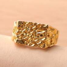 1pc Metallic Gold-Tone Minimalist Embossed Hiphop Men's Ring, Suitable For Casual Wear, Party, Event, Gift Giving