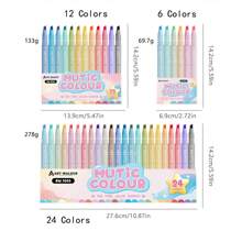 Juego de 6 piezas/12 piezas/24 piezas de bolígrafos fluorescentes de doble cabeza, marcadores fluorescentes de colores para resaltar, dibujar y volver a la escuela