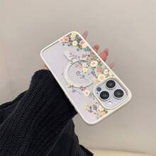 A Stylish Phone Case Does Not Include A Lanyard Or Stand. This Clear Magnetic Case Features A Macaron Pink Design With Colorful Floral Patterns And Is Made Of Acrylic Material, Making It Shock And Drop Resistant. It's Suitable For IPhone 16, 15, 14, 13, 12, And 11 Pro Plus Models And Is A Great Choice For Personal Use Or As A Gift. - 白色 - 查看 5