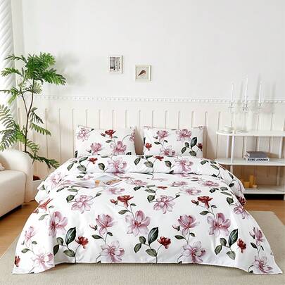 Farfallarossa Printed Microfiber Bedding Set 3/4-Piece – Stylish Printed Design, Includes Fitted Sheet + Flat Sheet + 1/2 Pillowcases, Soft And Skin-Friendly, Suitable For All Seasons, Comfortable And Durable Home Bedding, Available In Multiple Sizes