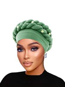 1 Pc Fashionable Crinkle Brim Dual Braided Head Wrap Hat/Turban, Suitable For Casual Wear And Mother's Day Gift - Crumpled Braid Hat - View 7