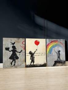 Set Of 3 Vibrant Scenes Wall Art, Bold Colors Canvas Print Wall Arts, Global Culture Poster, Expressive Modern Artwork, Street Canvas Modern Artwork, Urban Creativity Wall Decor, Art Prints, Home Decor, Posters, Ideal Gift, Optional Framed ,Wall Art With Frame