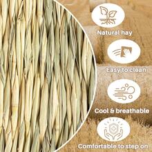 1/2/3 件兔子草垫 - 天然干草编织兔子笼垫宠物床上用品凉爽睡眠巢穴和玩具，适用于仓鼠、兔子、龙猫、豚鼠、老鼠、鸟和其他小动物