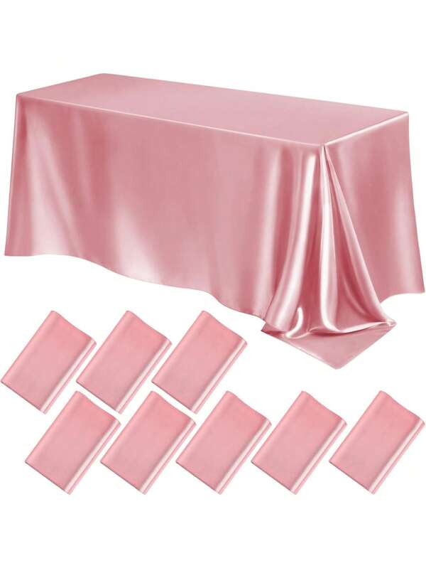 1 pièce Nappe rectangulaire en satin rose gold de 259,08 x 147,22 cm. Nappe en tissu soyeux et lisse pour réception, dîner de fête, mariage et décoration de banquet.