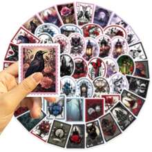 50pcs Gothic Style Stamp Stickers Value Pack Cute Cartoon Stickers Cool Anime Stickers Handbook DIY Decoration Stickers Waterproof And Durable Mobile Phone Case Decoration Stickers