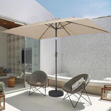6.5x10 Ft Rectangular Patio Umbrellas Outdoor Market Umbrella With Push Button Tilt And Crank, Rectangle Table Umbrella 6 Sturdy Ribs UV Protection For Pool Garden Backyard Deck, Red - Beige - View 5