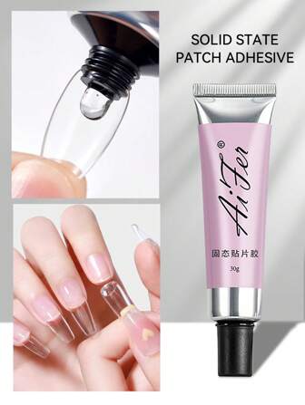 AiFer 1片30克固体指甲胶贴，专用指甲胶，超强粘性UV凝胶指甲贴，速干强力胶，适用于假指甲、亚克力凝胶，需使用UV/LED灯固化。