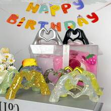 1pc,Colorful Resin Heart - Shaped Festive Figurine Ornaments. Ideal For Occasions Like Birthdays, Adding An Ambient Touch To Tabletops. Perfect Decorations For Proposal Parties, Wedding Gifts, And Wedding Favors For Guests.