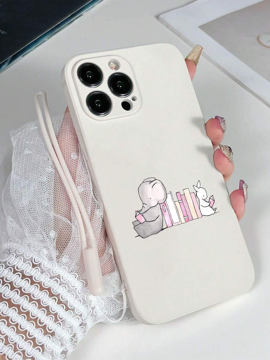 Bộ sản phẩm gồm 1 ốp lưng điện thoại TPU màu trắng hình voi và thỏ dễ thương chống sốc và 1 dây đeo silicon màu trắng, tương thích với iPhone/Android/OPPO, chống nước, chống rơi vỡ và chống trầy xước. Đây là phiên bản quốc tế, không phải phiên bản nội địa. - Nhiều màu - Xem 1