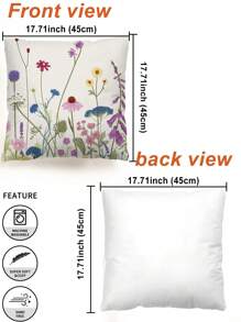 2pcs Ditsy Floral Pattern Decorative Pillow Cases & Covers, Letter Print Square Pillow Sham Without Inserts, Cute Throw Pillow Covers Suitable For Sofa, Living Room