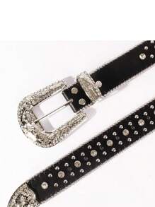 1 Stück Unisex Kreuz Diamant besetzter Schwerlast-PU-Gürtel, geeignet für Nachtclub, Punk, Rock, Y2K-Stil Sommer, Schule