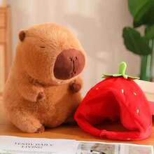 Kawaii Capybara Keychain Plush Pendant Simulation Capybara Doll Cute Anime Stuffed Birthday - Capybara+Strawberry - View 10