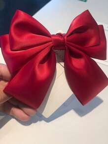 1pc Women Solid Color Silk Ribbon Fashion Bow Hair Clip, Elegant Lady Hair Accessory With Ribbon And Tassel Decor, Ponytail Clip Claw Clips Hair Claws Hair Barrettes