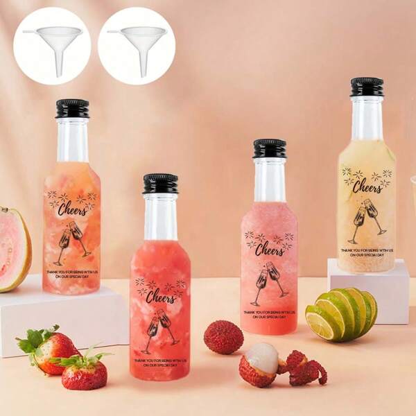 1/5/22/30/36/41pcs Plastic Empty Bottle Mini 0.85Oz Empty Plastic Juice Bottles With Funnels, Can Washable, Reusable, And Durable,Be Used To Store A Small Travel-Sized Quantity Of Your Favorite Lotion, Perfume, DIY Essential Oils, For Party Favors, Weddings, Back To School