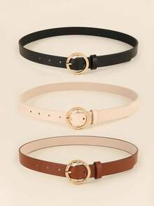 13件套女士优雅奢华手工简约方形扣PU皮革腰带，百搭连衣裙、T恤、裤子、休闲装、办公、通勤、节日礼物 - 彩色 - 查看 3