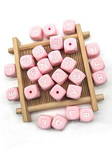 26pcs Silicone Beads, 12mm Square Letter Loose Spacer Beads, Suitable For Handmade DIY Jewelry Making, Bracelets, Necklaces, Keychains / Pen Beads, Mobile Phone Pendants, Bag Accessories, Birthday Gifts, Gifts For Women