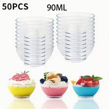 25 Stücke/50 Stücke durchsichtige Mousse Becher, Mini Schälchen für Desserts, Puddings, Vorspeisen, Dips, geeignet für Party, Geburtstag, Feiertag, Hochzeit, Dessertbecher und kleine Schüsseln