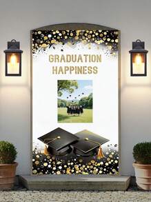1pc Customizable Photo Graduation Season Party Decoration Door Curtain, Celebration Banner