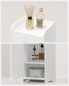 HEXCELEN Bathroom Cabinet, Bathroom Cabinet With 2 Doors And Adjustable Shelf, Slim Toilet Paper Cabinet, Bathroom Organizer For Small Spaces, White - 白色 - 查看 3