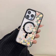 A Stylish Phone Case Does Not Include A Lanyard Or Stand. This Clear Magnetic Case Features A Macaron Pink Design With Colorful Floral Patterns And Is Made Of Acrylic Material, Making It Shock And Drop Resistant. It's Suitable For IPhone 16, 15, 14, 13, 12, And 11 Pro Plus Models And Is A Great Choice For Personal Use Or As A Gift. - 黑色 - 查看 6