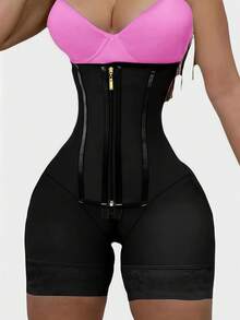 1 件女士哥伦比亚高腰塑身短裤、塑身裤、拉链开合、瘦身收腹塑身衣、平角塑身内裤、腹部塑身提臀内衣，适合各种场合 - 黑色 - 查看 2